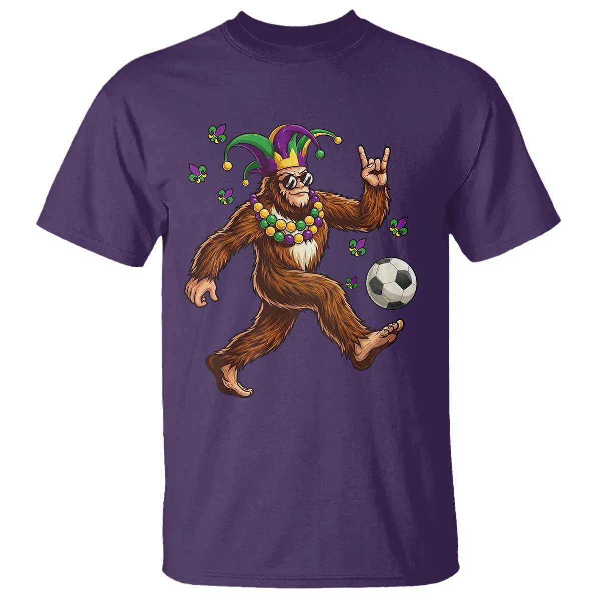 Funny Mardi Gras Bigfoot Playing Soccer T Shirt Football Fan Gift TS12 Purple Print Your Wear