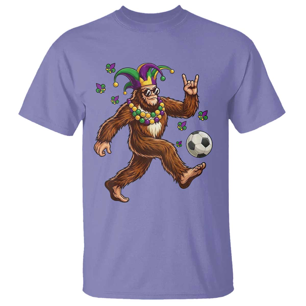 Funny Mardi Gras Bigfoot Playing Soccer T Shirt Football Fan Gift TS12 Violet Print Your Wear