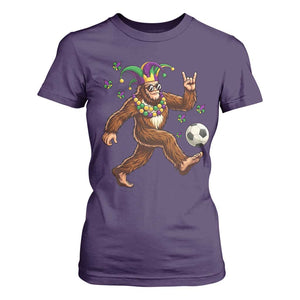 Funny Mardi Gras Bigfoot Playing Soccer T Shirt For Women Football Fan Gift TS12 Purple Print Your Wear