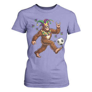 Funny Mardi Gras Bigfoot Playing Soccer T Shirt For Women Football Fan Gift TS12 Violet Print Your Wear
