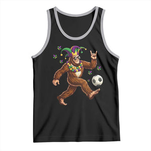 Funny Mardi Gras Bigfoot Playing Soccer Tank Top Football Fan Gift TS12 Black Athletic Heather Print Your Wear