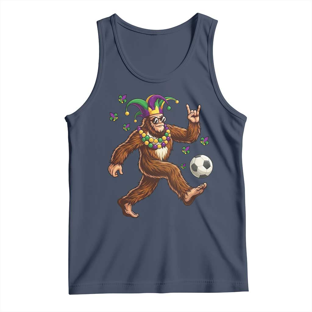 Funny Mardi Gras Bigfoot Playing Soccer Tank Top Football Fan Gift TS12 Navy Print Your Wear