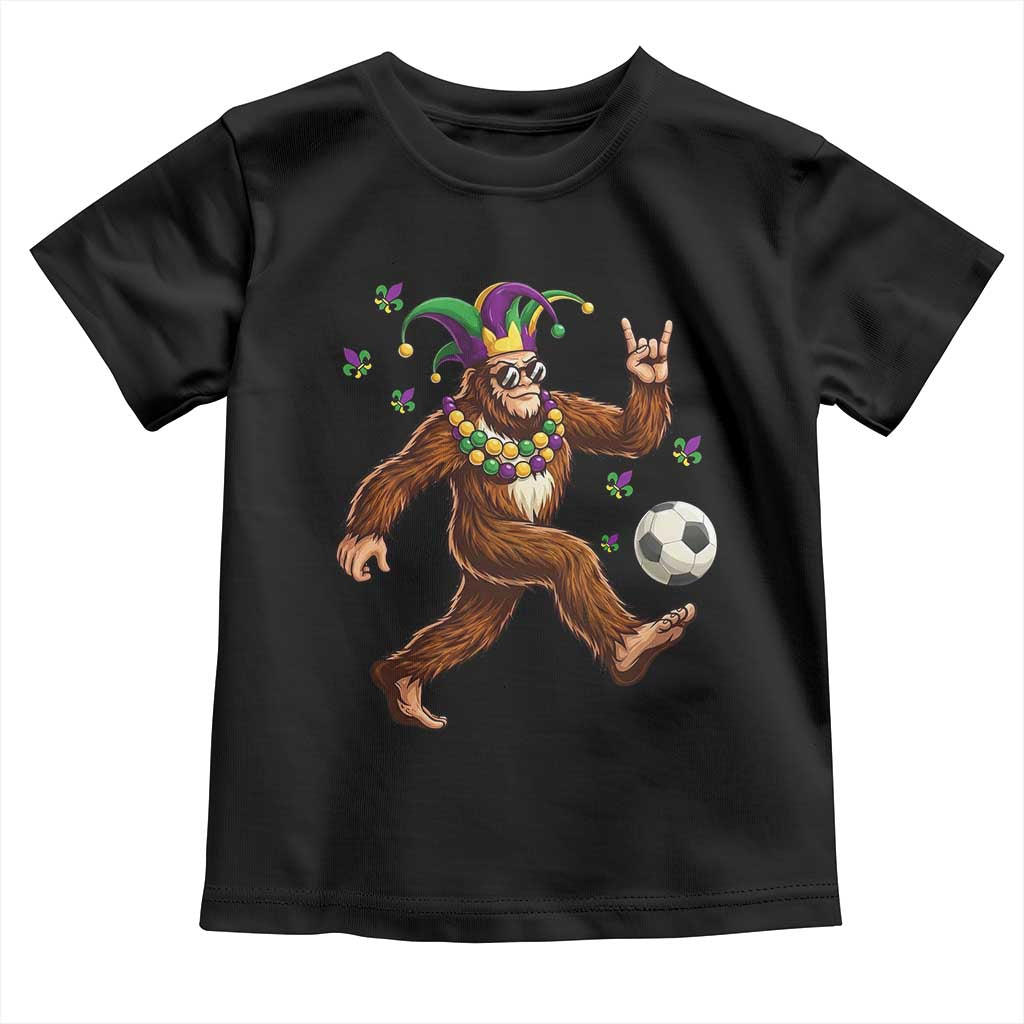 Funny Mardi Gras Bigfoot Playing Soccer Toddler T Shirt Football Fan Gift TS12 Black Print Your Wear