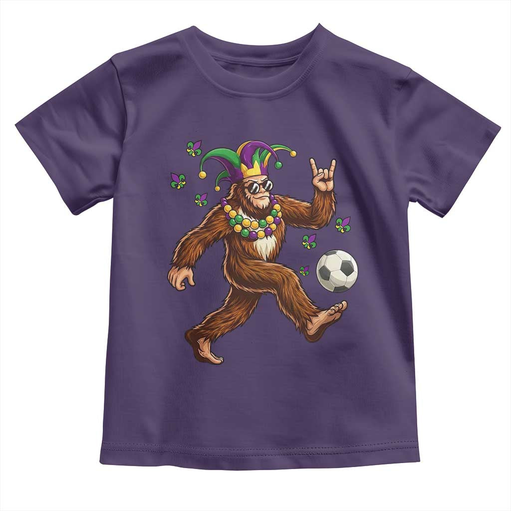 Funny Mardi Gras Bigfoot Playing Soccer Toddler T Shirt Football Fan Gift TS12 Purple Print Your Wear