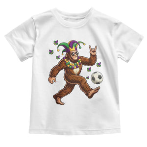 Funny Mardi Gras Bigfoot Playing Soccer Toddler T Shirt Football Fan Gift TS12 White Print Your Wear