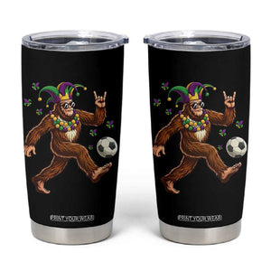 Funny Mardi Gras Bigfoot Playing Soccer Tumbler Cup Football Fan Gift TS12 Black Print Your Wear