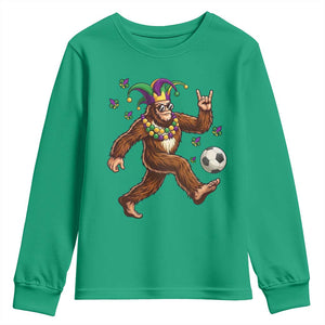 Funny Mardi Gras Bigfoot Playing Soccer Youth Sweatshirt Football Fan Gift TS12 Irish Green Print Your Wear