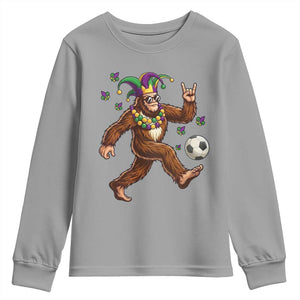 Funny Mardi Gras Bigfoot Playing Soccer Youth Sweatshirt Football Fan Gift TS12 Sport Gray Print Your Wear