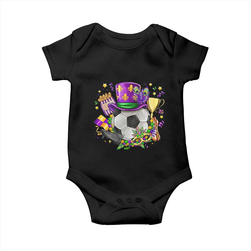 Mardi Gras Soccer Ball Baby Onesie Funny Soccer Player Gift TS12 Black Print Your Wear