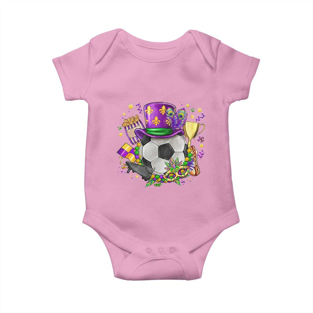 Mardi Gras Soccer Ball Baby Onesie Funny Soccer Player Gift TS12 Light Pink Print Your Wear