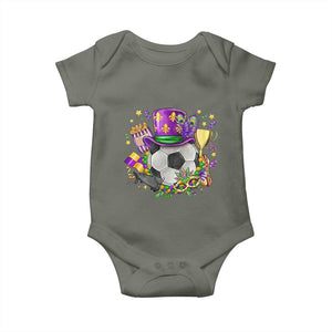 Mardi Gras Soccer Ball Baby Onesie Funny Soccer Player Gift TS12 Military Green Print Your Wear