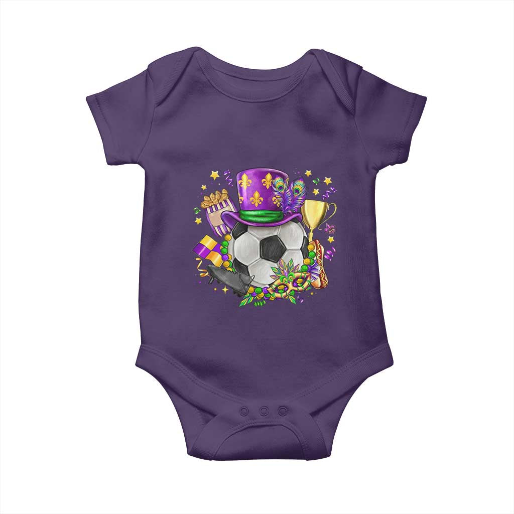 Mardi Gras Soccer Ball Baby Onesie Funny Soccer Player Gift TS12 Purple Print Your Wear
