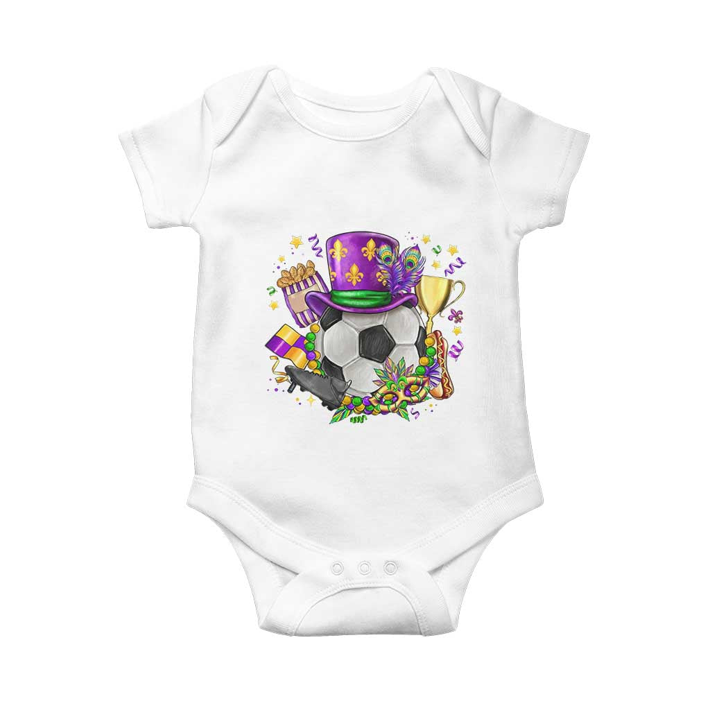 Mardi Gras Soccer Ball Baby Onesie Funny Soccer Player Gift TS12 White Print Your Wear