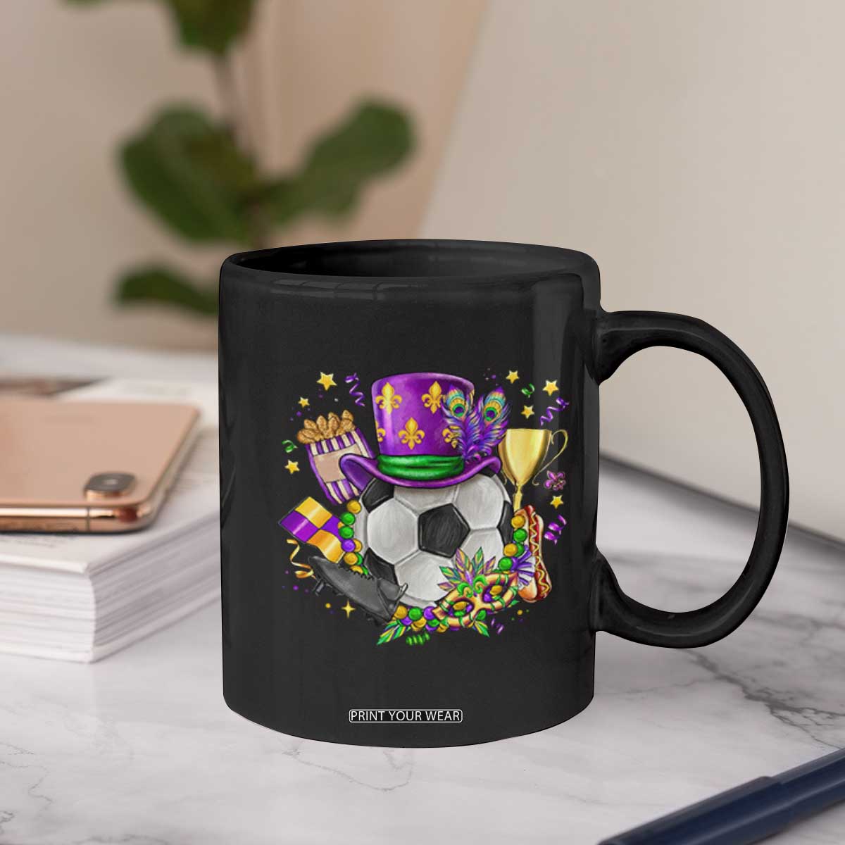 Mardi Gras Soccer Ball Coffee Mug Funny Soccer Player Gift TS12 Print Your Wear