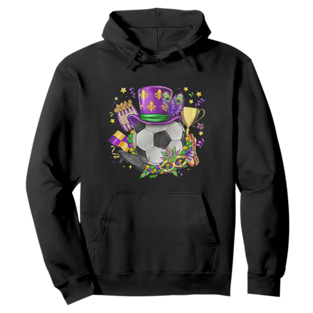 Mardi Gras Soccer Ball Hoodie Funny Soccer Player Gift TS12 Black Print Your Wear