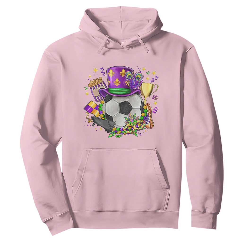 Mardi Gras Soccer Ball Hoodie Funny Soccer Player Gift TS12 Light Pink Print Your Wear