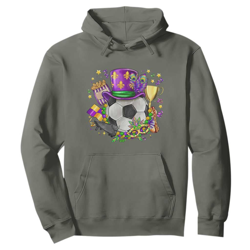 Mardi Gras Soccer Ball Hoodie Funny Soccer Player Gift TS12 Military Green Print Your Wear