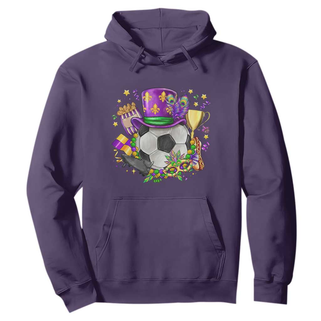 Mardi Gras Soccer Ball Hoodie Funny Soccer Player Gift TS12 Purple Print Your Wear