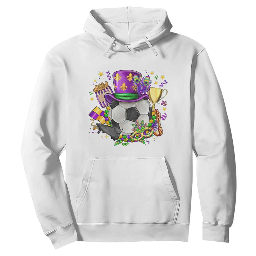 Mardi Gras Soccer Ball Hoodie Funny Soccer Player Gift TS12 White Print Your Wear