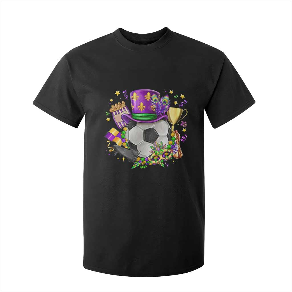 Mardi Gras Soccer Ball T Shirt For Kid Funny Soccer Player Gift TS12 Black Print Your Wear
