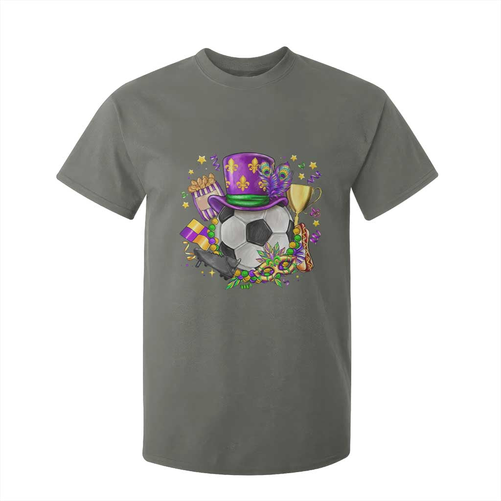 Mardi Gras Soccer Ball T Shirt For Kid Funny Soccer Player Gift TS12 Military Green Print Your Wear