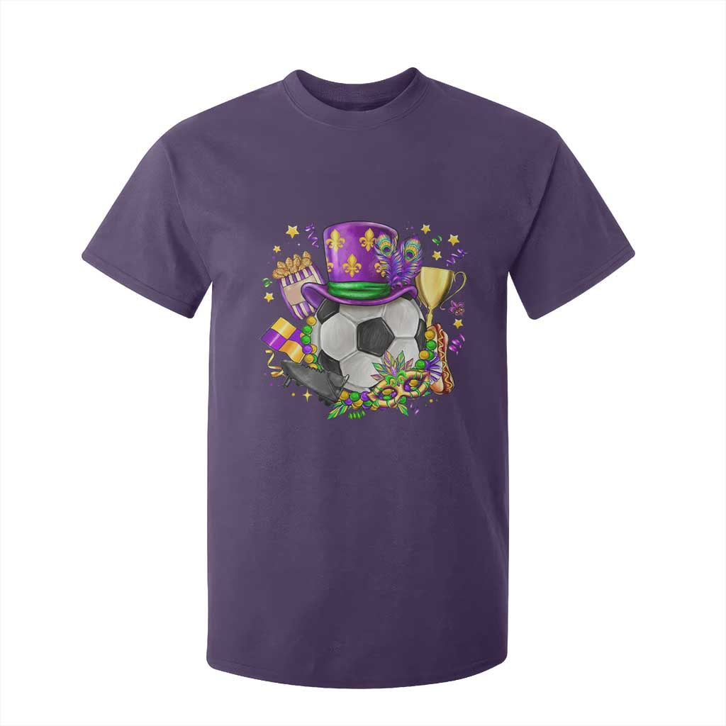 Mardi Gras Soccer Ball T Shirt For Kid Funny Soccer Player Gift TS12 Purple Print Your Wear