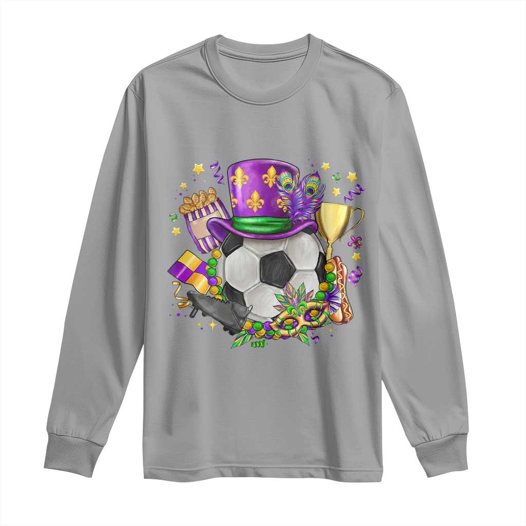 Mardi Gras Soccer Ball Long Sleeve Shirt Funny Soccer Player Gift TS12 Sport Gray Print Your Wear