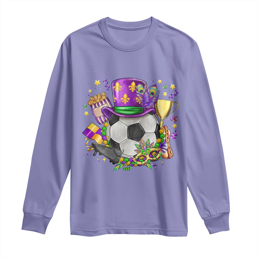 Mardi Gras Soccer Ball Long Sleeve Shirt Funny Soccer Player Gift TS12 Violet Print Your Wear