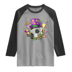 Mardi Gras Soccer Ball Raglan Shirt Funny Soccer Player Gift TS12 Sport Gray Black Print Your Wear