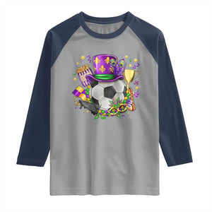Mardi Gras Soccer Ball Raglan Shirt Funny Soccer Player Gift TS12 Sport Gray Navy Print Your Wear