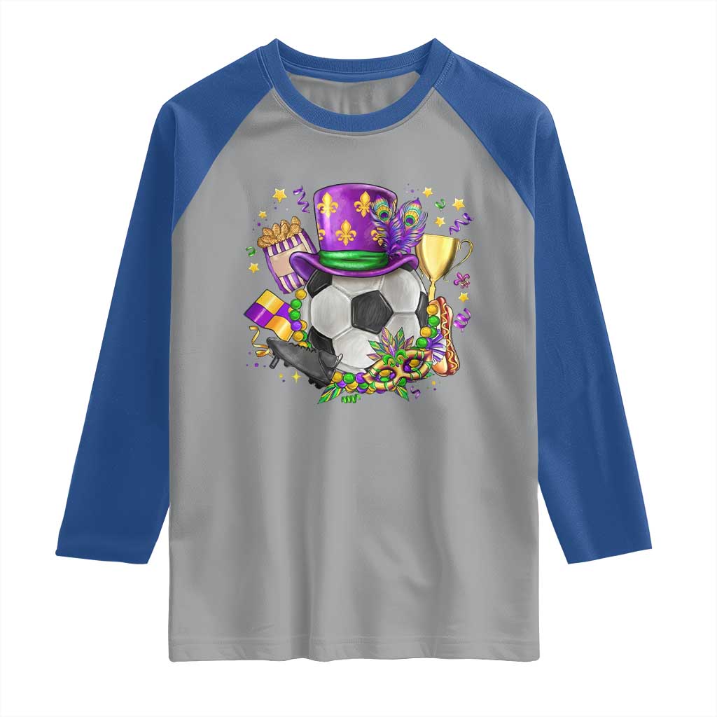 Mardi Gras Soccer Ball Raglan Shirt Funny Soccer Player Gift TS12 Sport Gray Royal Print Your Wear