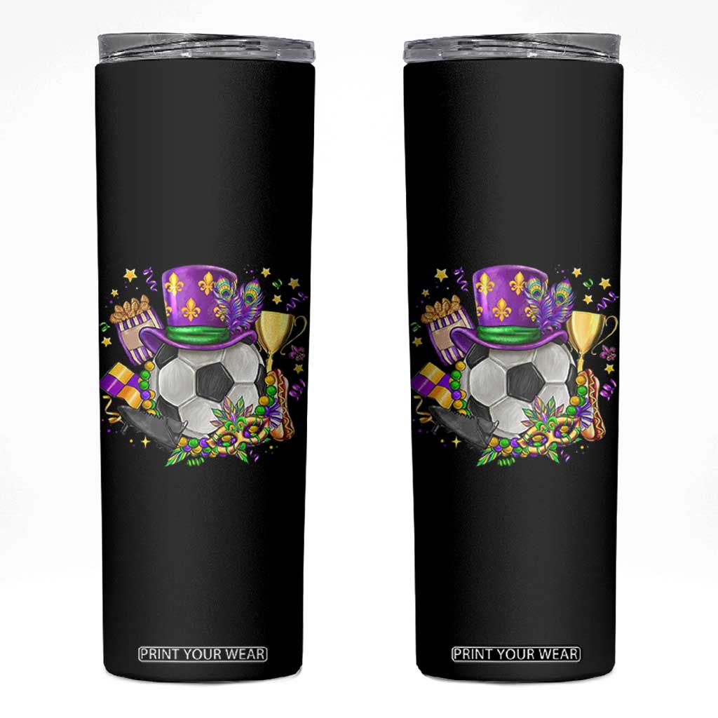 Mardi Gras Soccer Ball Skinny Tumbler Funny Soccer Player Gift TS12 Black Print Your Wear