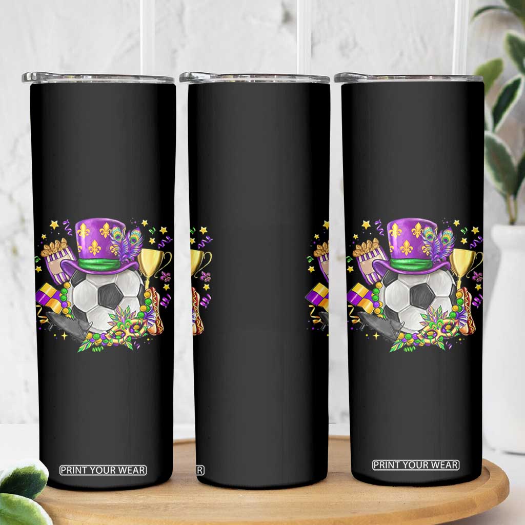 Mardi Gras Soccer Ball Skinny Tumbler Funny Soccer Player Gift TS12 Print Your Wear