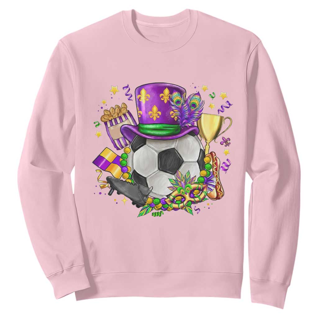 Mardi Gras Soccer Ball Sweatshirt Funny Soccer Player Gift TS12 Light Pink Print Your Wear