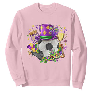 Mardi Gras Soccer Ball Sweatshirt Funny Soccer Player Gift TS12 Light Pink Print Your Wear