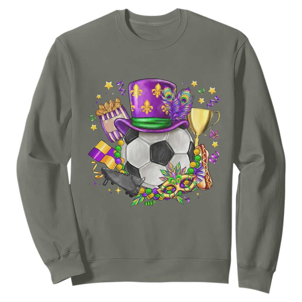 Mardi Gras Soccer Ball Sweatshirt Funny Soccer Player Gift TS12 Military Green Print Your Wear