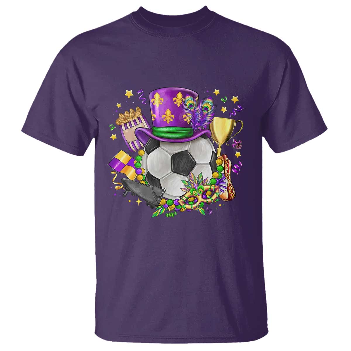 Mardi Gras Soccer Ball T Shirt Funny Soccer Player Gift TS12 Purple Print Your Wear