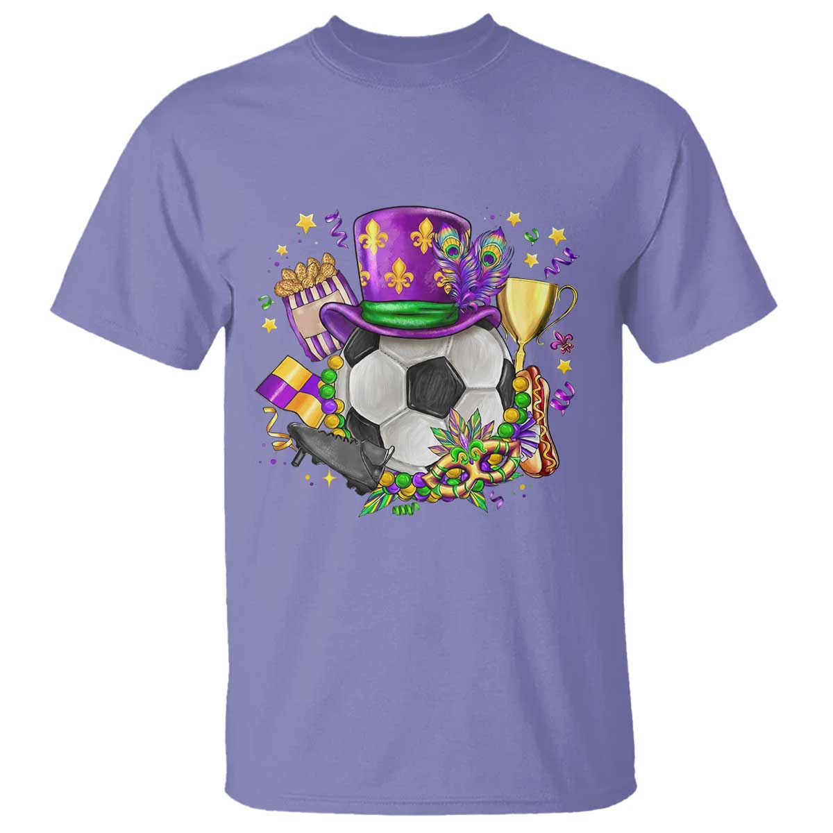 Mardi Gras Soccer Ball T Shirt Funny Soccer Player Gift TS12 Violet Print Your Wear