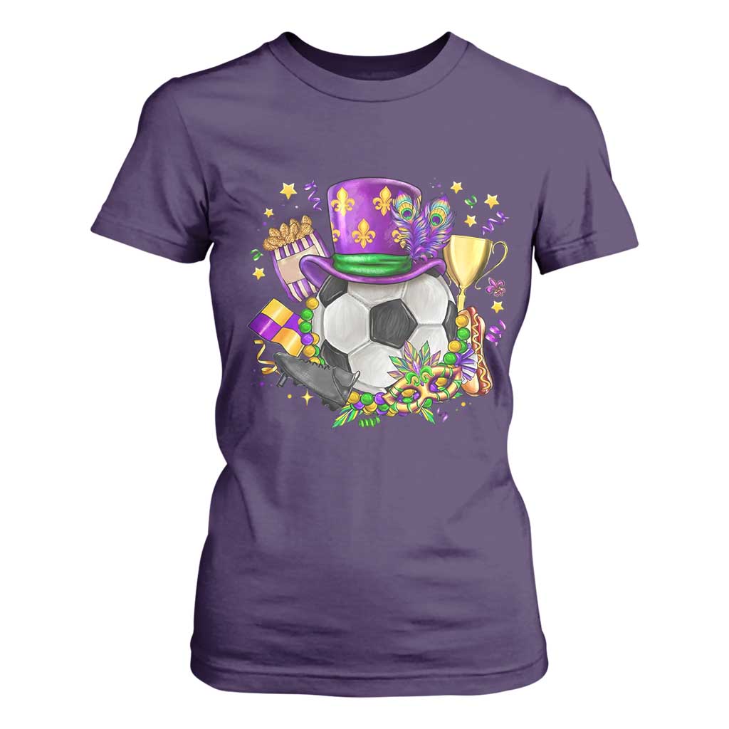 Mardi Gras Soccer Ball T Shirt For Women Funny Soccer Player Gift TS12 Purple Print Your Wear