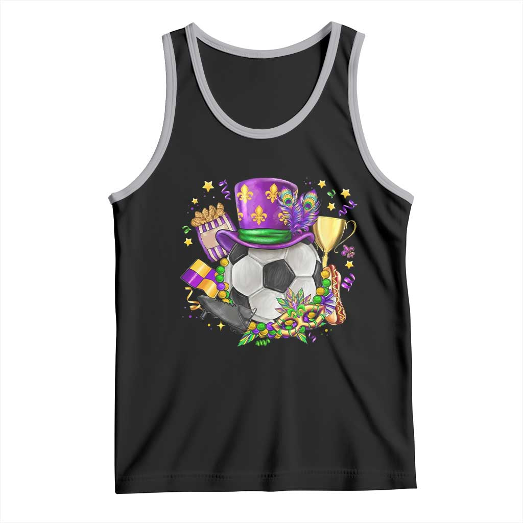 Mardi Gras Soccer Ball Tank Top Funny Soccer Player Gift TS12 Black Athletic Heather Print Your Wear