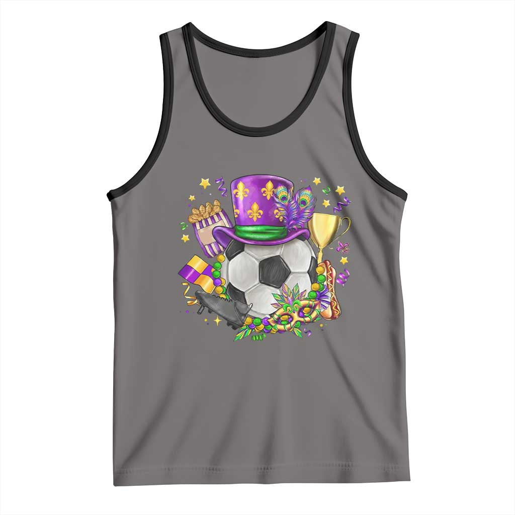 Mardi Gras Soccer Ball Tank Top Funny Soccer Player Gift TS12 Deep Heather Black Print Your Wear