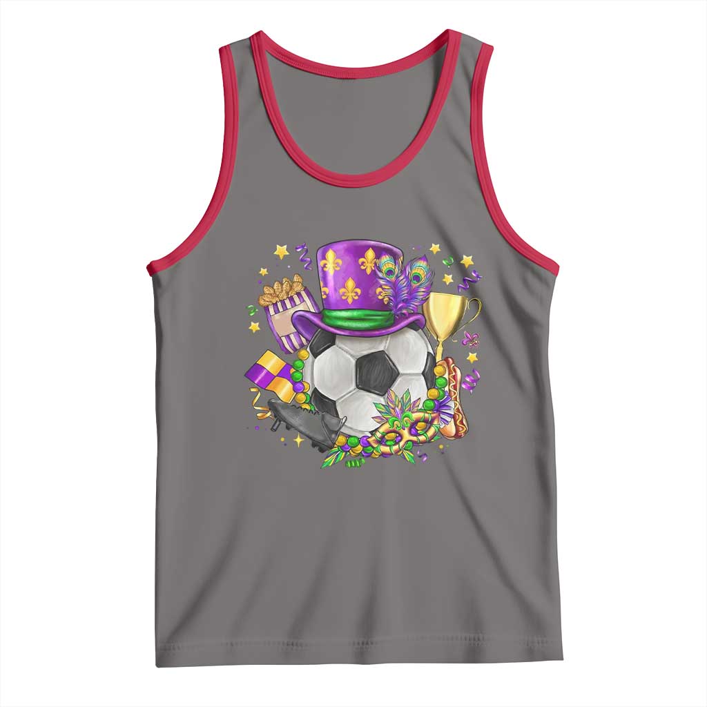 Mardi Gras Soccer Ball Tank Top Funny Soccer Player Gift TS12 Deep Heather Red Print Your Wear