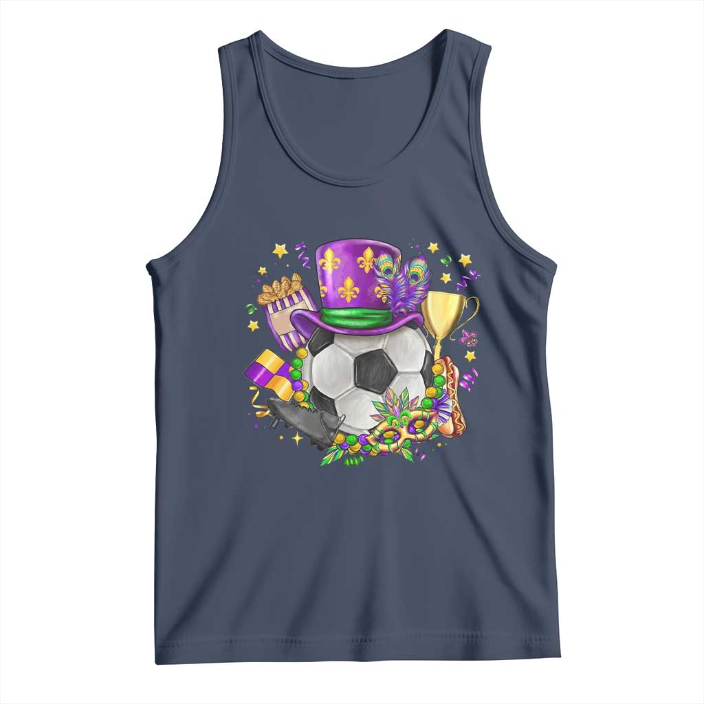 Mardi Gras Soccer Ball Tank Top Funny Soccer Player Gift TS12 Navy Print Your Wear