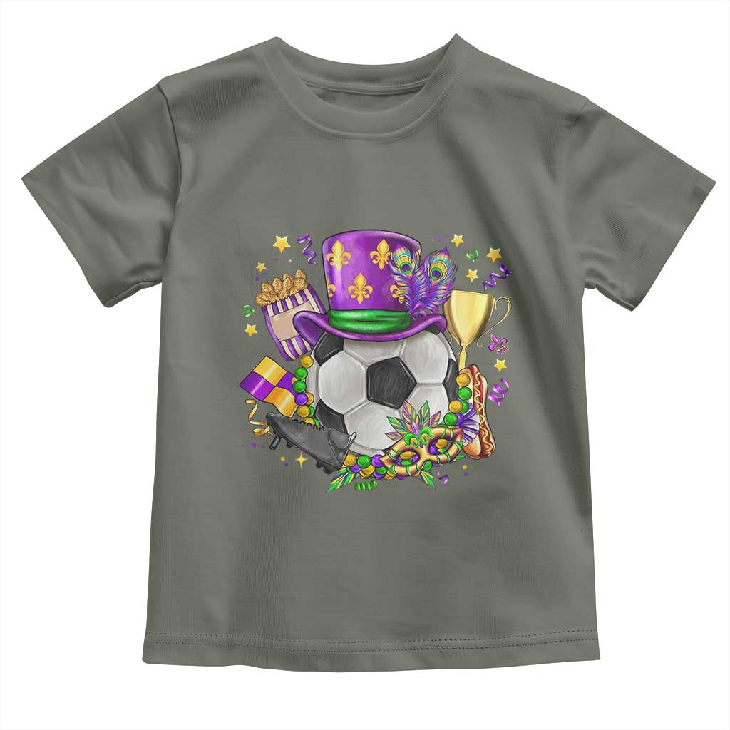 Mardi Gras Soccer Ball Toddler T Shirt Funny Soccer Player Gift TS12 Military Green Print Your Wear