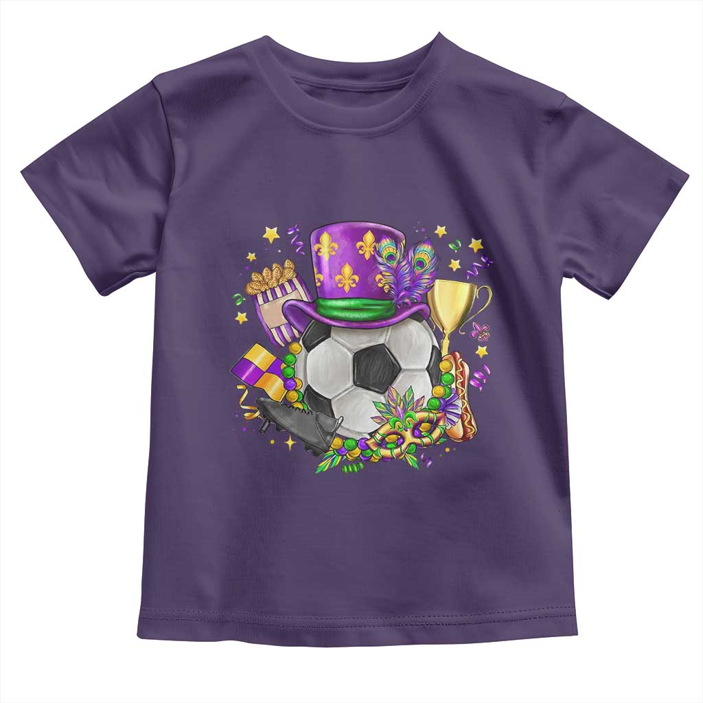 Mardi Gras Soccer Ball Toddler T Shirt Funny Soccer Player Gift TS12 Purple Print Your Wear