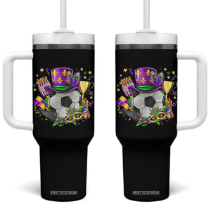 Mardi Gras Soccer Ball Tumbler With Handle Funny Soccer Player Gift TS12 One Size: 40 oz Black Print Your Wear