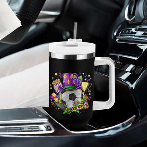 Mardi Gras Soccer Ball Tumbler With Handle Funny Soccer Player Gift TS12 Print Your Wear