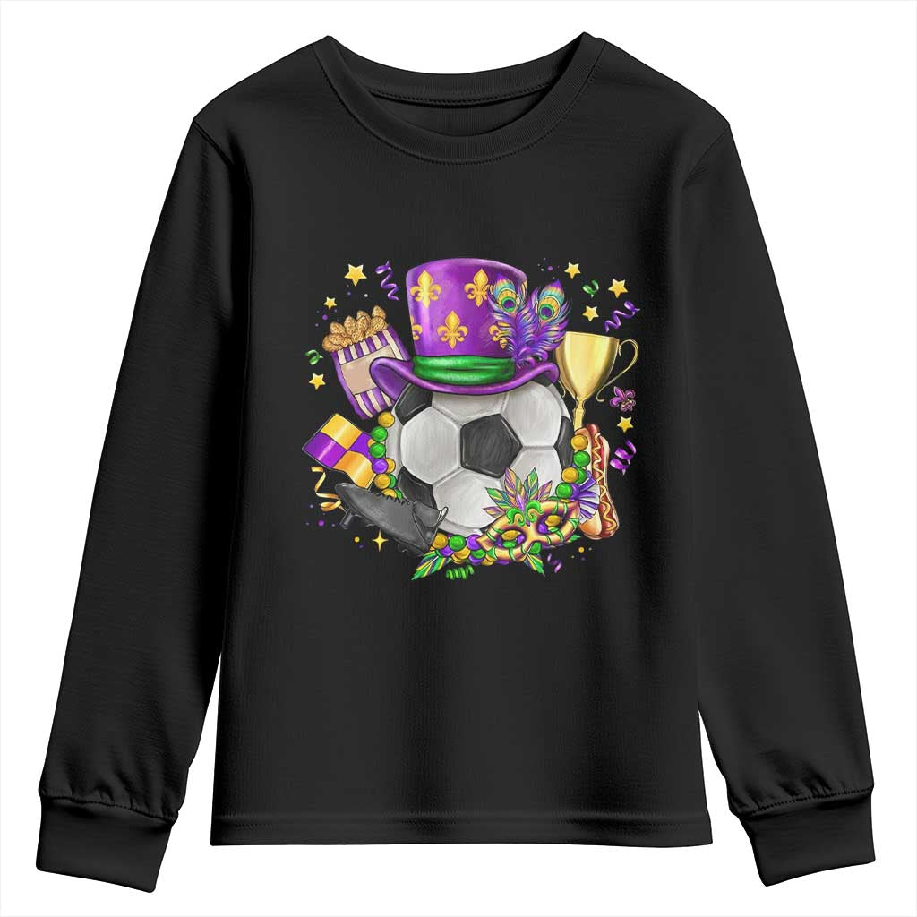 Mardi Gras Soccer Ball Youth Sweatshirt Funny Soccer Player Gift TS12 Black Print Your Wear