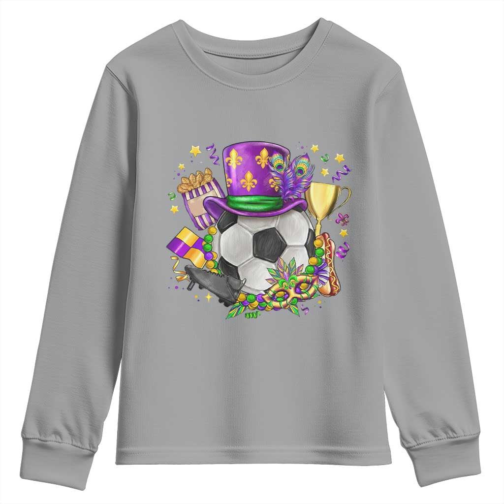 Mardi Gras Soccer Ball Youth Sweatshirt Funny Soccer Player Gift TS12 Sport Gray Print Your Wear