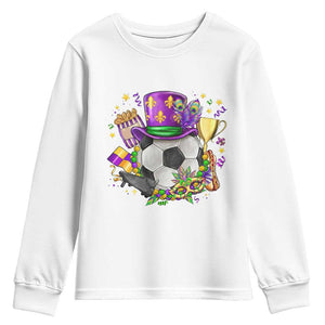 Mardi Gras Soccer Ball Youth Sweatshirt Funny Soccer Player Gift TS12 White Print Your Wear